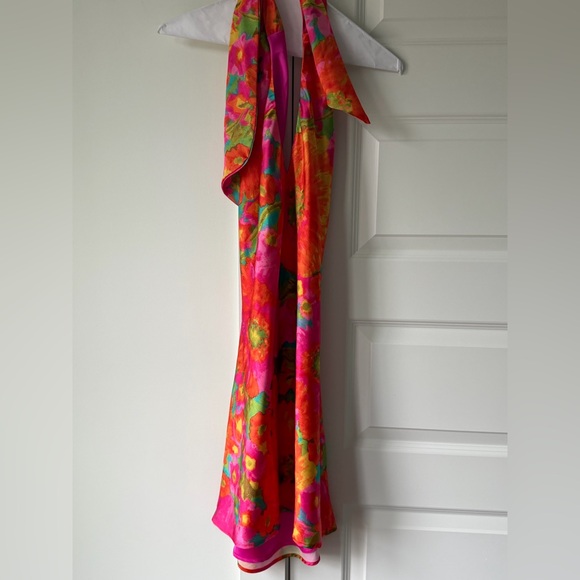 Show Me Your Mumu Floral Halter Dress - Hot Pink, Orange & Green - Picture 3 of 4